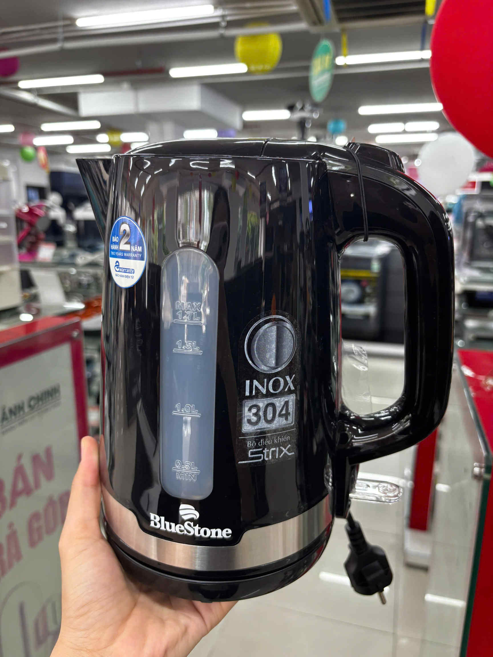 Bình đun siêu tốc Bluestone màu đen, ruột inox 304, dung tích 1,7 lít